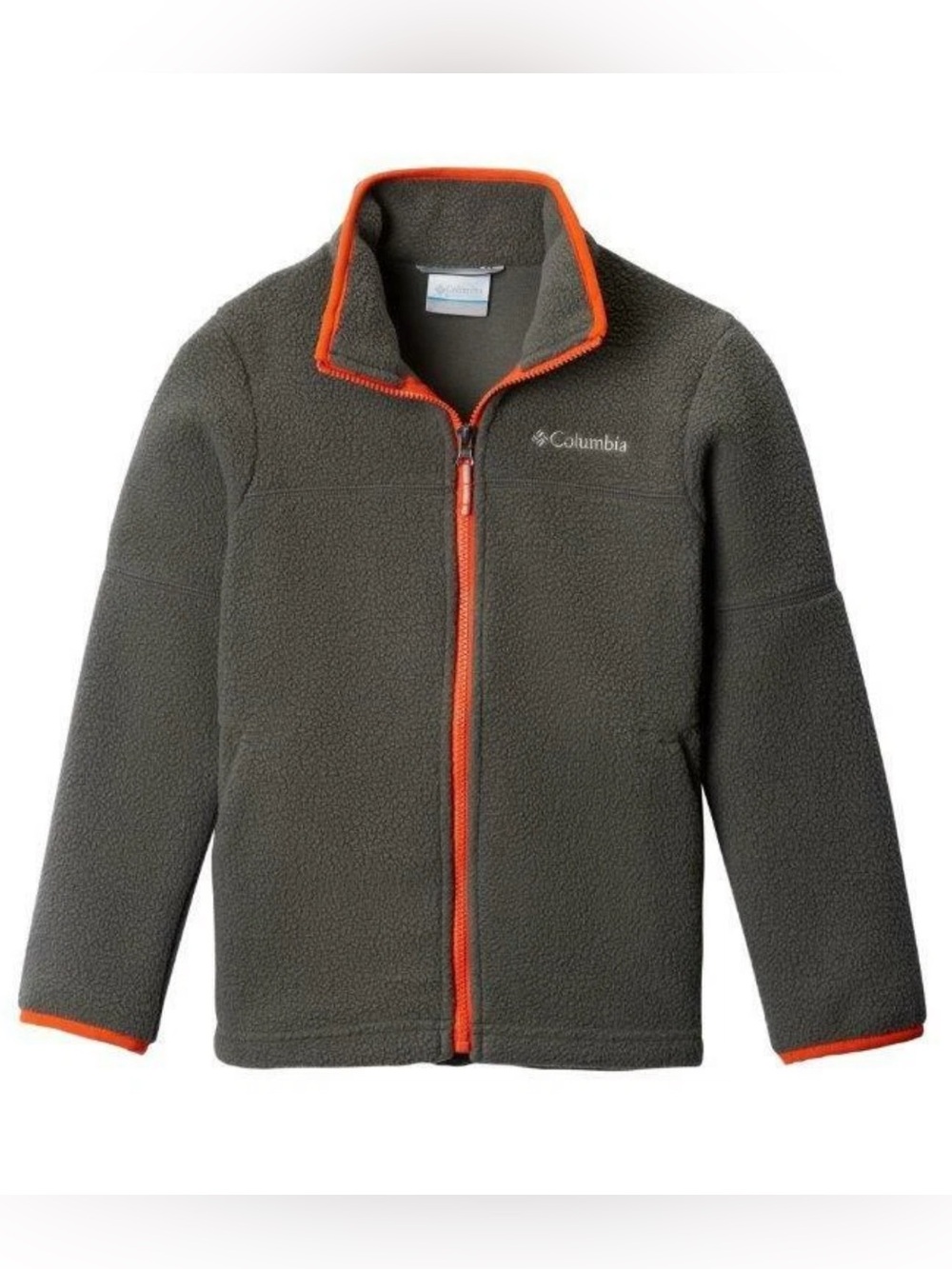 Columbia Gray Fleece Jacket with Orange Trim Big Boy’s Size L (14-16)